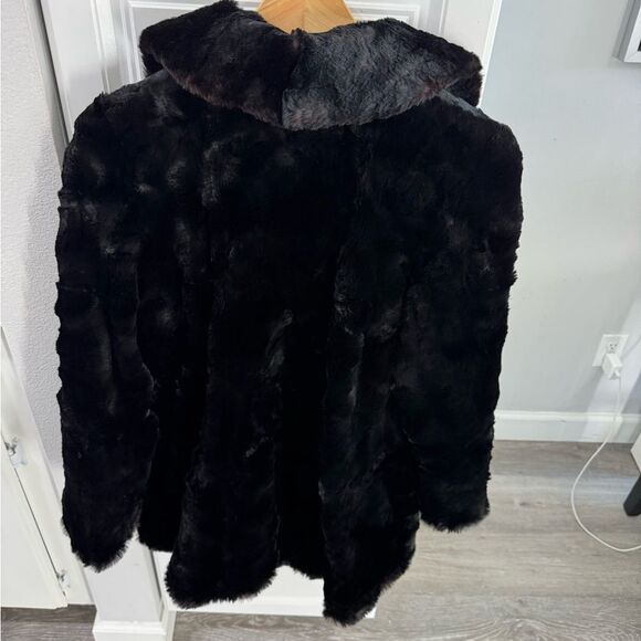 Capitol Fur Co. Real Rabbit Fur Mid-Length Coat Black Medium Vintage Luxury - Picture 2 of 7